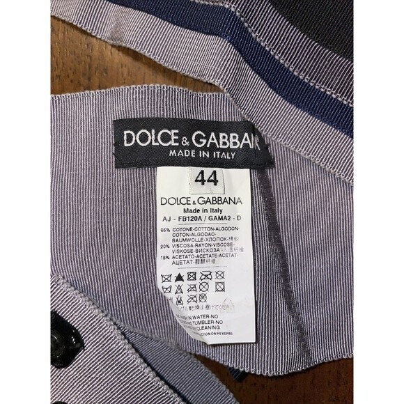 DOLCE & GABBANA Wide Gray Striped Belt Crystal Butterfly Brooch Made In Italy 44 - Picture 3 of 5